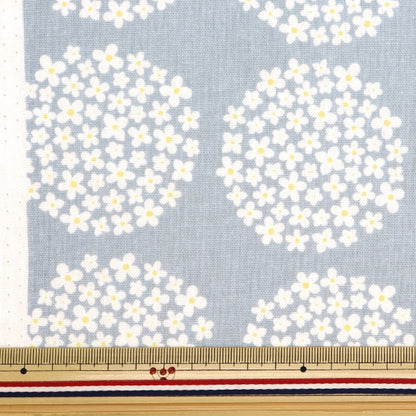 [From quantity 5] Fabric "Cotton hemp canvas hydrangea gray x Yellow HYDRANGEA-B"
