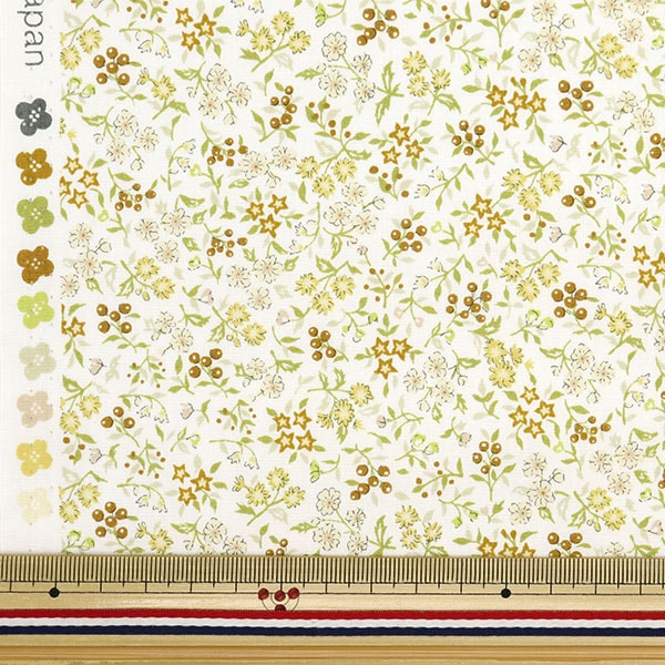 [From quantity 5] Fabric "Broad Rettle Flower Garden Mini Olive Yellow SHULIFLS-D"