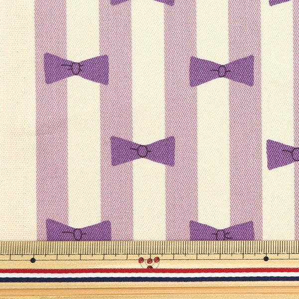 [From quantity 5] Fabric "Twill print Ribbon& Striped Lamb Rench KTS6916-D] COTTON KOBAYASHI