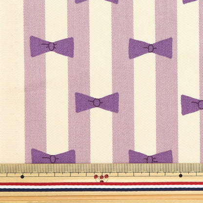 [From quantity 5] Fabric "Twill print Ribbon& Striped Lamb Rench KTS6916-D] COTTON KOBAYASHI