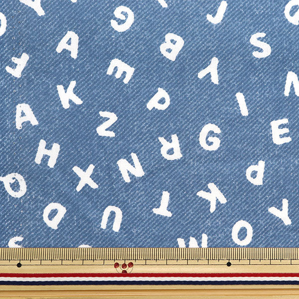 [From quantity 5] Fabric 『Sheeting ABC Denim Print Blue NO-ABCDE-B]