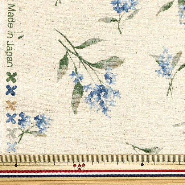 [From quantity 5] Fabric "Cotton linenSheeting Bouquet pattern Blue x Green CLSEA-FL-BLGR "