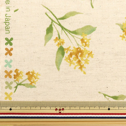 [From quantity 5] Fabric "Cotton linenSheeting Bouquet pattern Yellow x Green CLSEA-FL-YEGR "