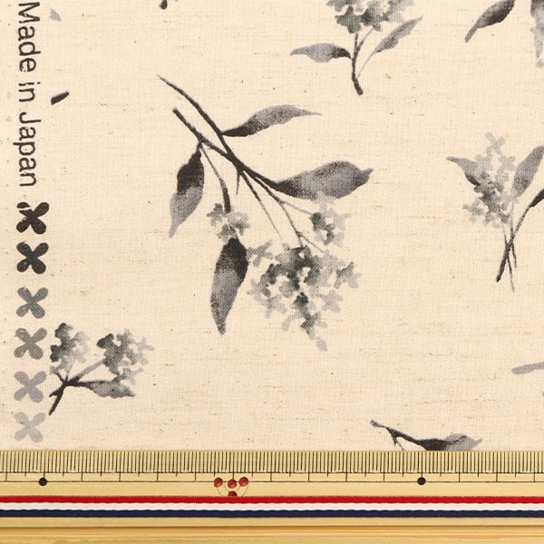 [From quantity 5] Fabric "Cotton linenSheeting Bouquet pattern black CLSEA-FL-BK]