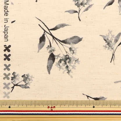 [From quantity 5] Fabric "Cotton linenSheeting Bouquet pattern black CLSEA-FL-BK]