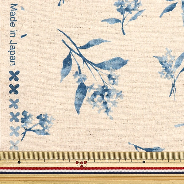 [From quantity 5] Fabric "Cotton linenSheeting Bouquet pattern Blue CLSEA-FL-BL]