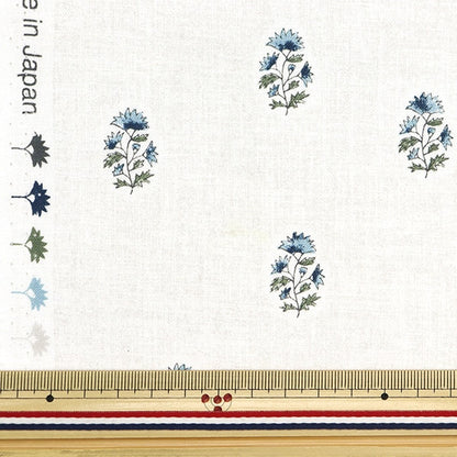 [From quantity 5] Fabric "Cotton linenSheeting Hand block style Ivory x Blue CLSEA-HA-BL]