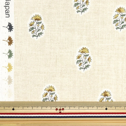 [From quantity 5] Fabric "Cotton linenSheeting Hand block style Ivory x Yellow CLSEA-YE "