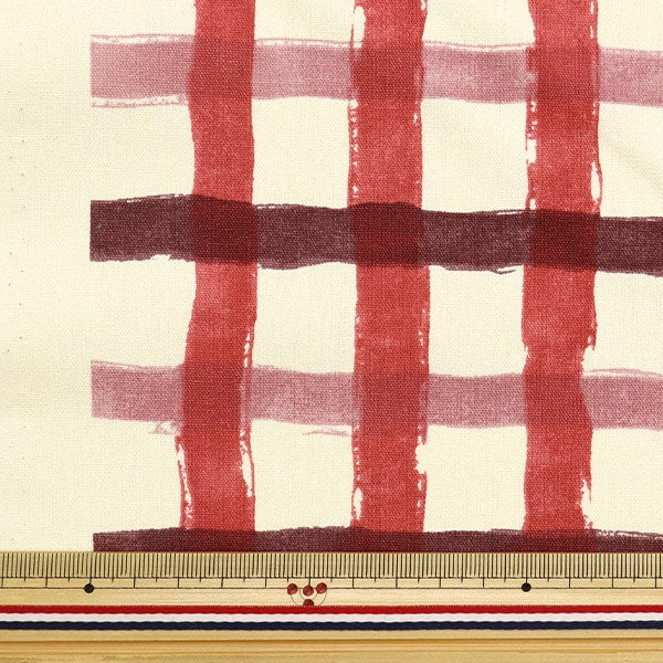 [From quantity 5] Fabric "Recycled cotton canvas check Pink KTS6937-A" COTTON KOBAYASHI