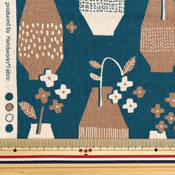 [From quantity 5] Fabric "Cotton hemp canvas Gemutrich Kite vase pattern brown FF10456-C"