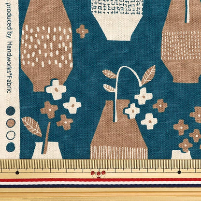 [From quantity 5] Fabric "Cotton hemp canvas Gemutrich Kite vase pattern brown FF10456-C"