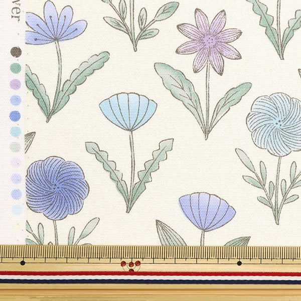 [From quantity 5] Fabric "Spring flower Oxford Blue Malch NOX-SFL-BLMIX] KOKKA