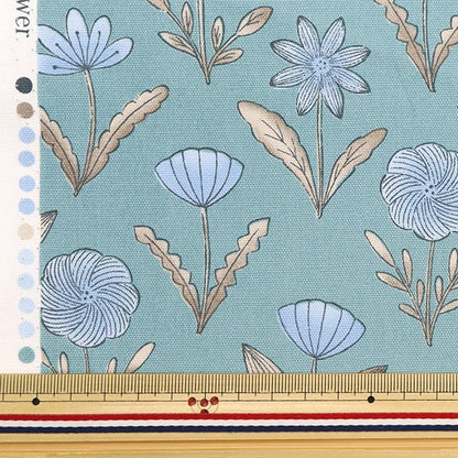 [From quantity 5] Fabric "Spring flower Oxford Blue Gray NOX-SFL-BLGR " KOKKA