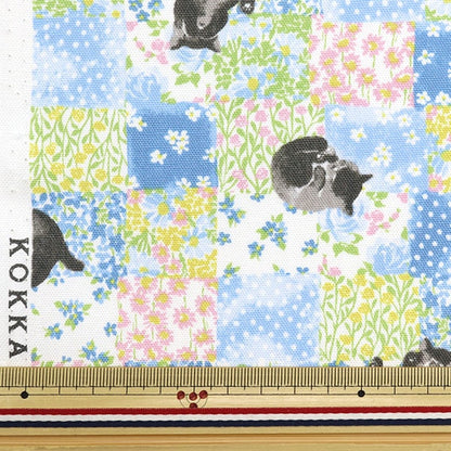 [From quantity 5] Fabric 『Oxford Cat Check Multi NOX-CACH-MIX] KOKKA