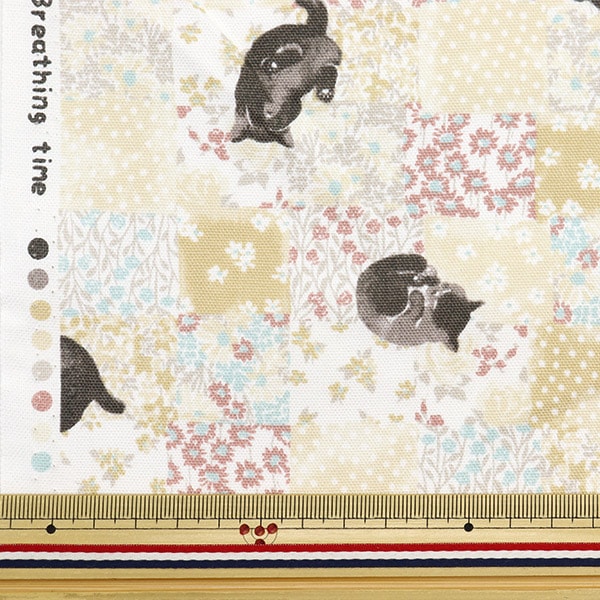 [From quantity 5] Fabric 『Oxford Cat check beige NOX-CACH-BE] KOKKA