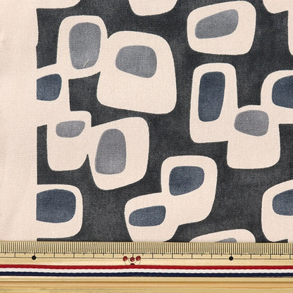 [From quantity 5] Fabric "Recycled Cotton Canvas Round Square Black KTS6936-E" COTTON KOBAYASHI