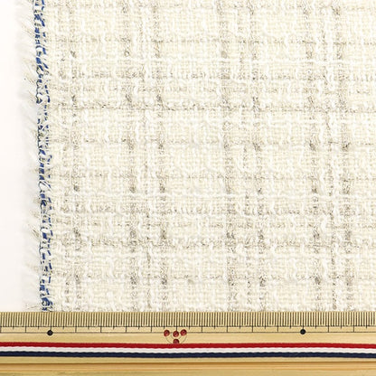 [From quantity 5] Fabric "checkTweed White Silver NRF-04-WS]