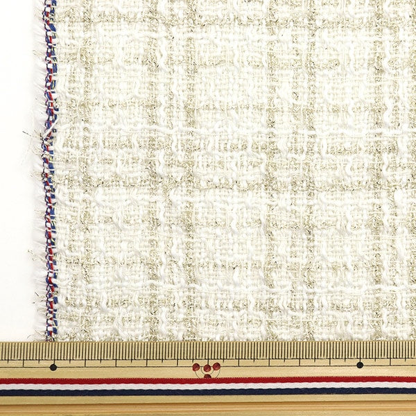 [From quantity 5] Fabric "checkTweed White Gold NRF-04-WG]
