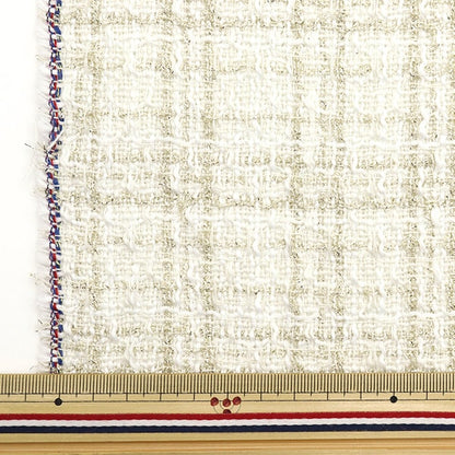 [From quantity 5] Fabric "checkTweed White Gold NRF-04-WG]