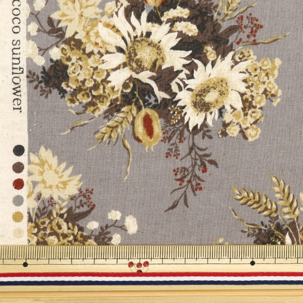 [From quantity 5] Fabric "Cotton linenSheeting Floral pattern Yellow NCLS-ROSU-YE] KOKKA