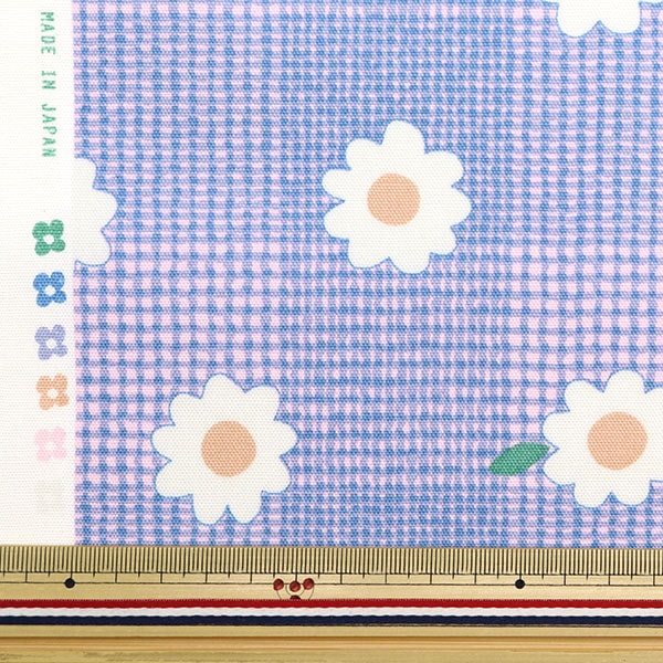 [From quantity 5] Fabric 『Oxford Colarism check and flower purple 142-1340-A2]
