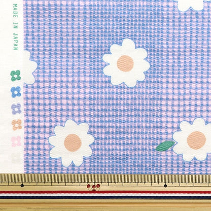[From quantity 5] Fabric 『Oxford Colarism check and flower purple 142-1340-A2]