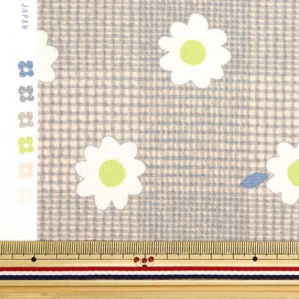 [From quantity 5] Fabric 『Oxford Colarism check and flower pink 142-1340-A3]