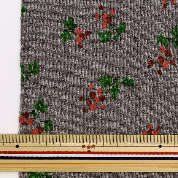 [来自数量5] 织物 “ Heather Knit Mini Mini Hairprint树真实图案灰色142-2344-C3”