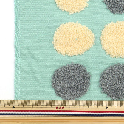 【数量5から】 生地 『タフティングライク 凹凸刺繍 ドット ブルー 150-1635-C2』