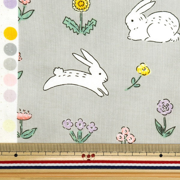 [From quantity 5] Fabric 『Sheeting Nobana Rabbit Green DEYT-RABB-GR]