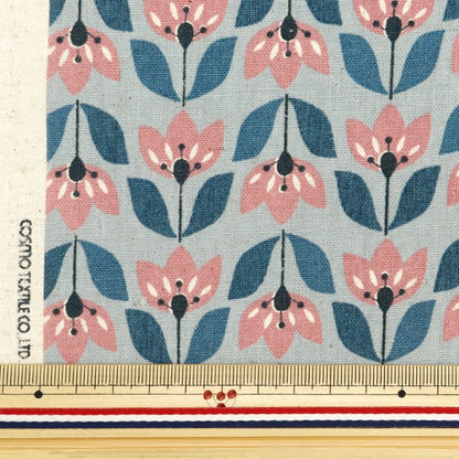 [From quantity 5] Fabric "Cotton hemp canvas Scandinavian flower blue gray SQ35801-2C"