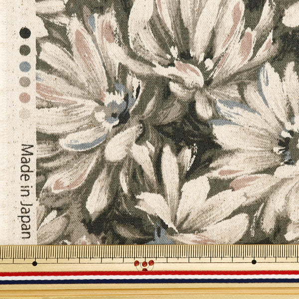 [From quantity 5] Fabric "Cotton hemp canvas nova oil picture touch flower charcoal NCLC-NCH" KOKKA