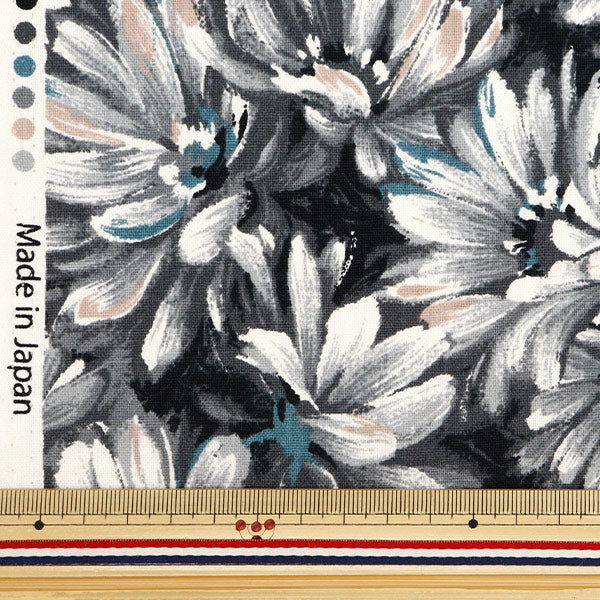 [From quantity 5] Fabric "Cotton hemp canvas nova oil painting flower black NCLC-BK" KOKKA
