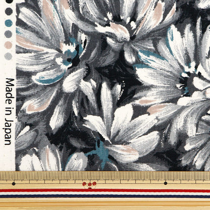 [From quantity 5] Fabric "Cotton hemp canvas nova oil painting flower black NCLC-BK" KOKKA