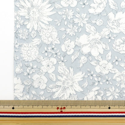 [From quantity 5] Fabric 『Sheeting Sketch Flower Light Gray NO-FLLI1-C]