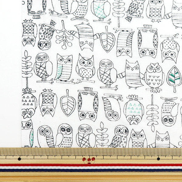 [From quantity 5] Fabric 『Sheeting Owl White NO-OWL-A]