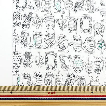 [From quantity 5] Fabric 『Sheeting Owl White NO-OWL-A]