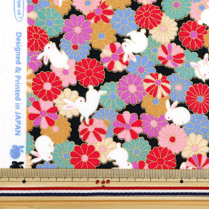 [From quantity 5] Fabric 『Scare Print Japanese pattern lame processing Fukusagi black SQ35410-2E]