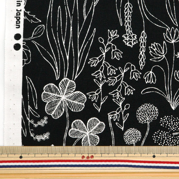 [From quantity 5] Fabric 『Oxford Plant pattern black OXCDPL-BK]