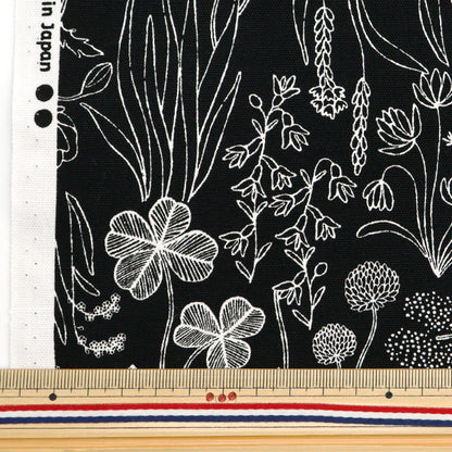 [From quantity 5] Fabric 『Oxford Plant pattern black OXCDPL-BK]