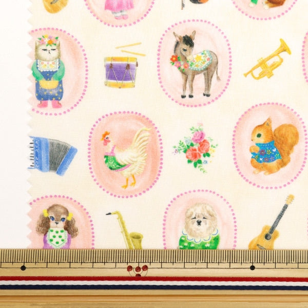 [From quantity 5] Fabric "60 Loan Digital Print 22fabric Bonbon Jane Off White DP-4435-2A"