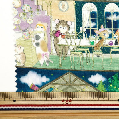 [From quantity 5] Fabric "60 Loan Digital Print 22fabric Labyrinth House Blue Tone DP-4435-3A"