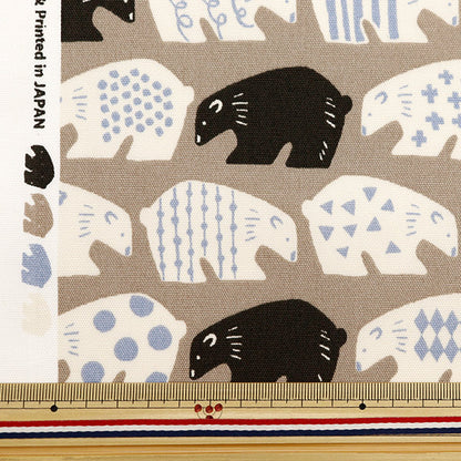 [來自數量5] 織物 『牛津布 Kuma Pattern Light Beige OX35902-2B]