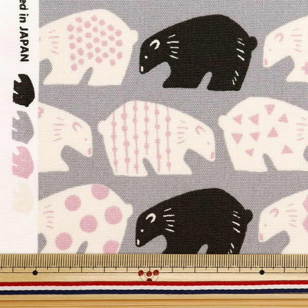 [From quantity 5] Fabric 『Oxford Kuma pattern gray OX35902-2E]