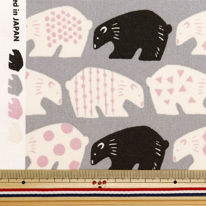 [From quantity 5] Fabric 『Oxford Kuma pattern gray OX35902-2E]