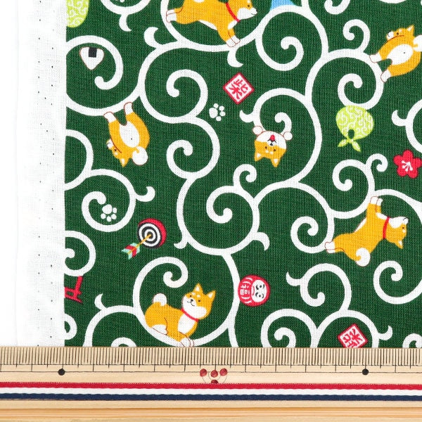 [From quantity 5] Fabric 『Scare Print Green SQ35404-2A from Shibo