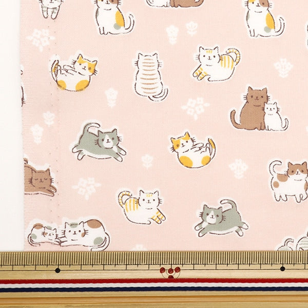 [From quantity 5] Fabric 『Scare Print Cat Pink AP4680-1B]