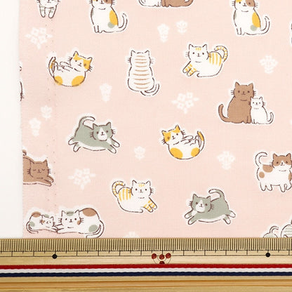 [From quantity 5] Fabric 『Scare Print Cat Pink AP4680-1B]