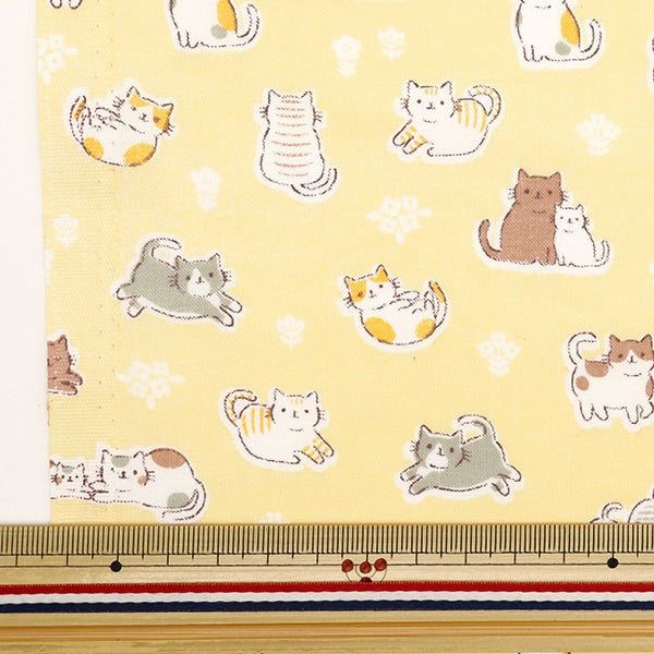 [From quantity 5] Fabric 『Scare Print Cat Yellow AP4680-1C]
