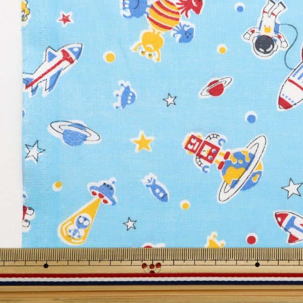 [From quantity 5] Fabric 『Scare Print Space Robot Blue AP4680-4C]